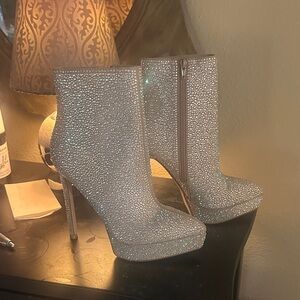 Madden Girl Sparkling Silver Heeled Boots